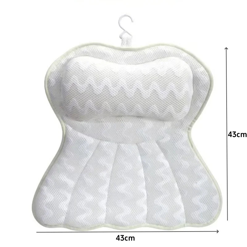 4D SPA Pillow 6 Suction Cup Bathtub Massage Pillow Bathing Neck Back Support Headrest Bathroom Non-Slip Cushion