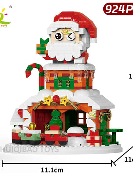 Christmas Elk Deer Santa Claus Building Blocks City Snow House Xmas Tree Decor. Bricks Set Toys for  Gift