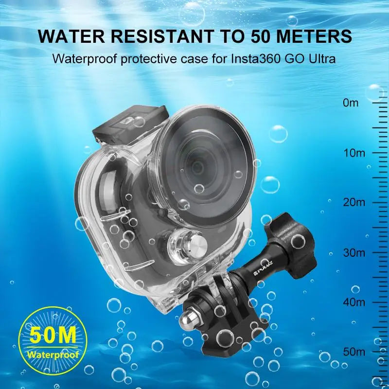 50 Metre Waterproof Diving Case for Insta360 GO Ultra with Invisible Base