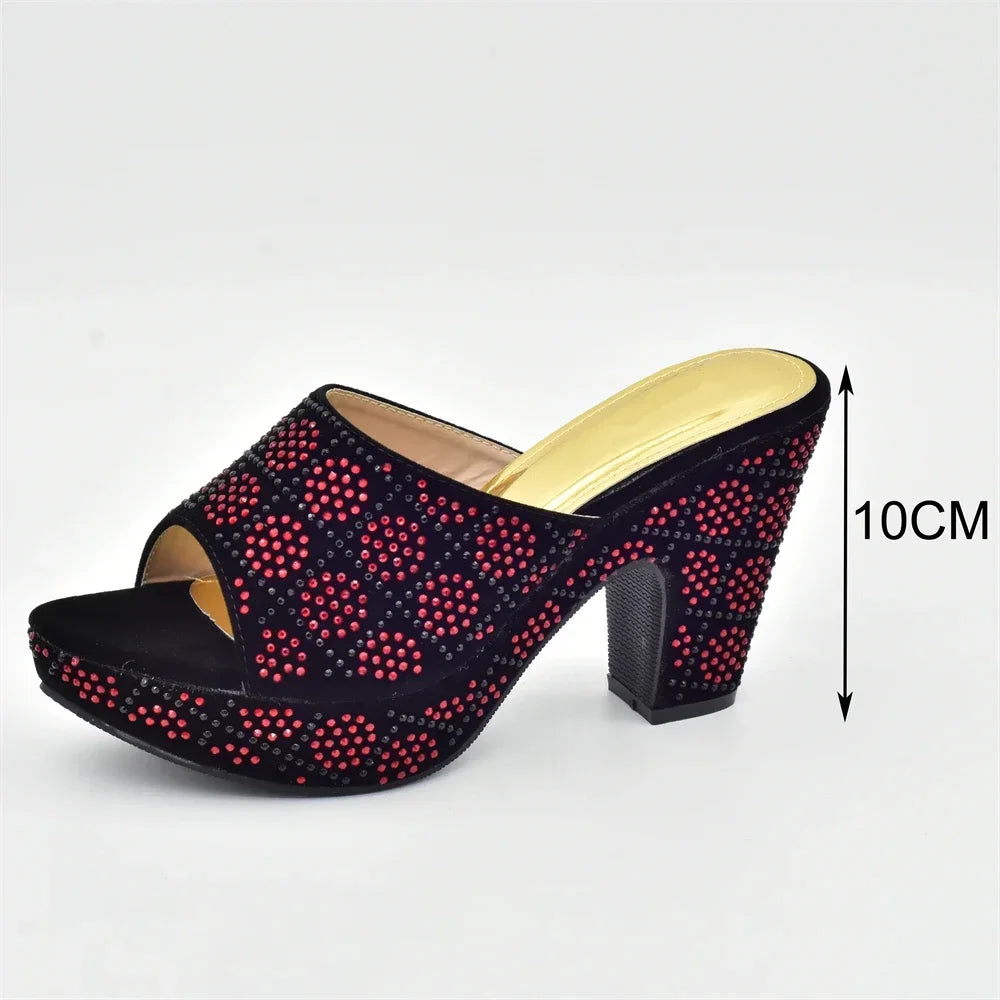 Luxury Designer Shoes Italian Shoe and Bags Matching Set with Rhinestone Women's Shoe New Trend Italy Shoe with Bag Set