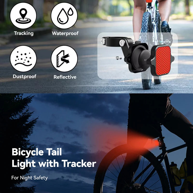 Bicycle Airtag Tracker Reflective Bracket Road Bike Hidden Locator Anti-theft Anti-lost Multi-function Bracket Warning Light