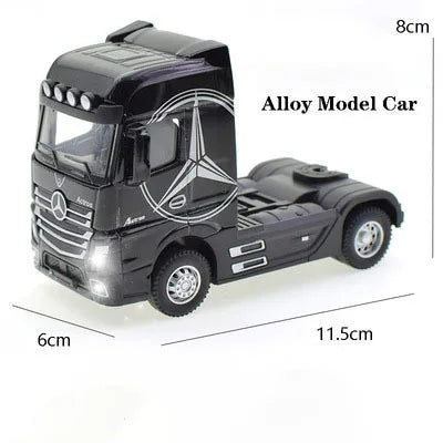 1:50 Diecast Alloy Truck Head Model Toy Container Truck Pull Back With Light Engineering Transport Vehicle Boy