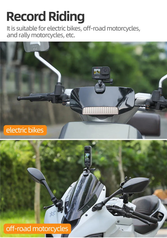 Motorcycle Windshield Clip Mount for Action Cameras and Smartphones