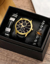 Luxury Minimalist Watch Bracelet Set Business Brown Leather Quartz Wrist Watches for Men