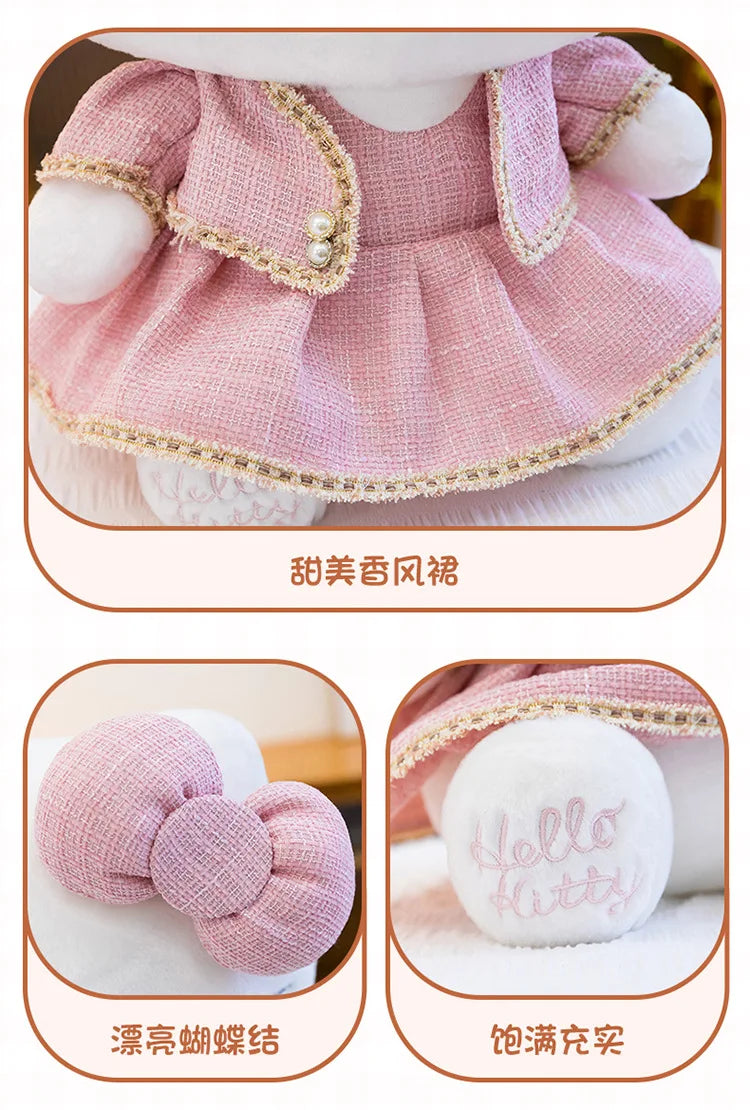 Sanrio Kawaii Hello Kitty Stuffed Doll Cute Princess Style KT Cat Plush Toy Anime Cartoon Kitten Doll for Kids Birthday Gift