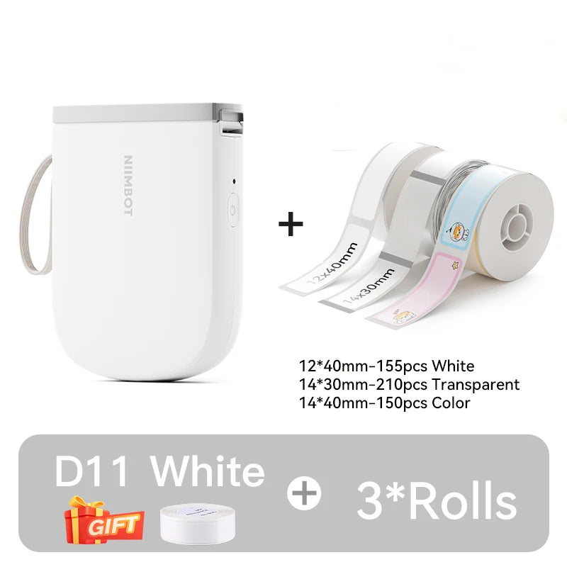D11 Mini Label Printer 300DPI, Bluetooth Wireless Inkless Sticker Maker, Portable Label Machine for Name Tags, Kitchen & Home
