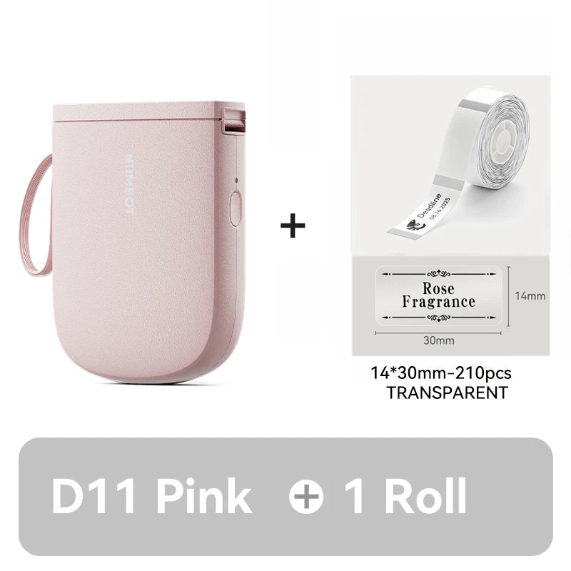 D11 Mini Thermal Label Printer 300DPI, Bluetooth Wireless Inkless Sticker Maker, Portable Label Printer for Android & iOS