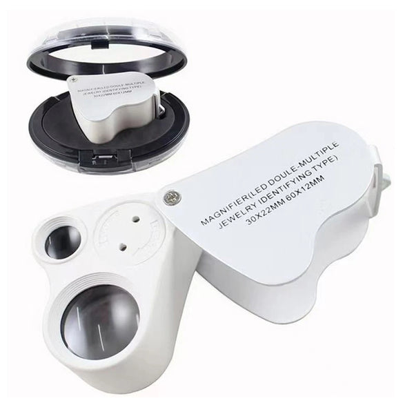 30X 60X LED Jewelry Loupe Magnifier Foldable Dual Lens