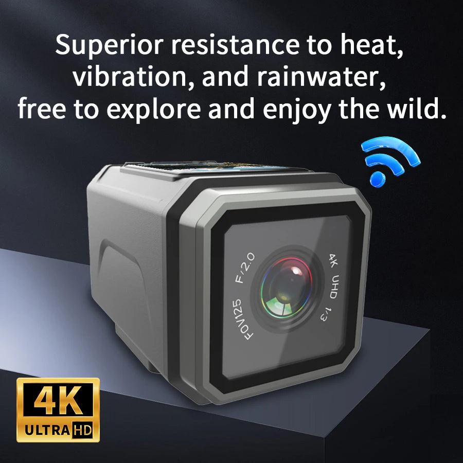 4K Ultra HD WiFi Mini Action Camera Wearable Helmet Bicycle Motorcycle Sports Camera with Wide Angle Lens and Built In Mic