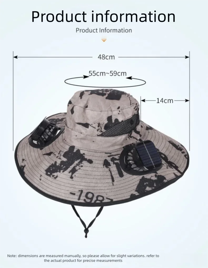 Wide Brim Solar Fan Hat With Dual Fans And USB Charging