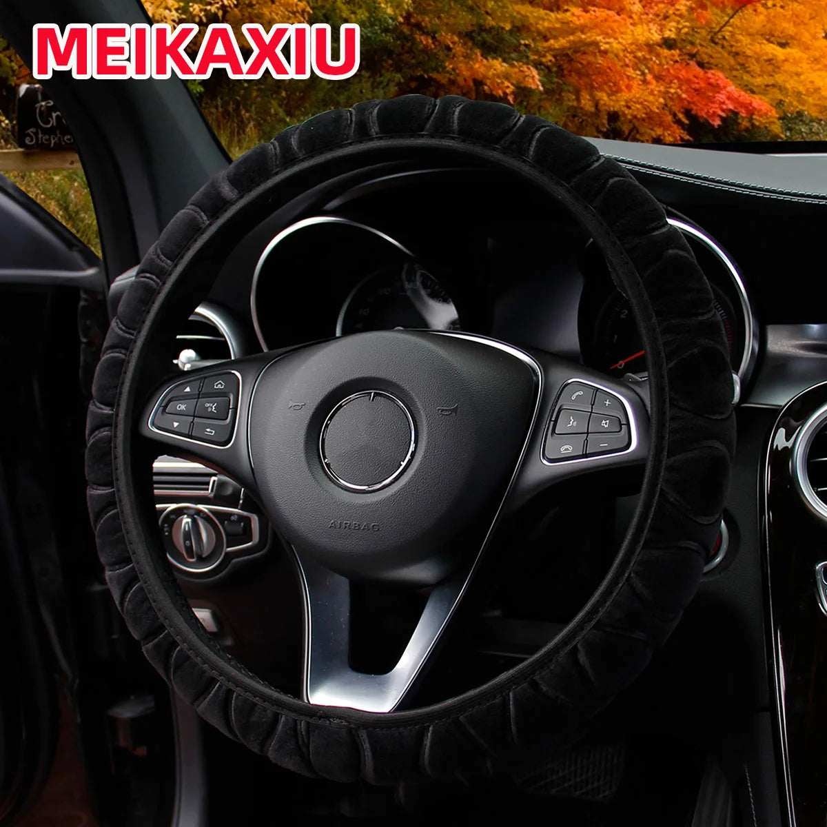 Soft Plush Pressed Flower Car Steering Wheel Cover 37CM 38CM