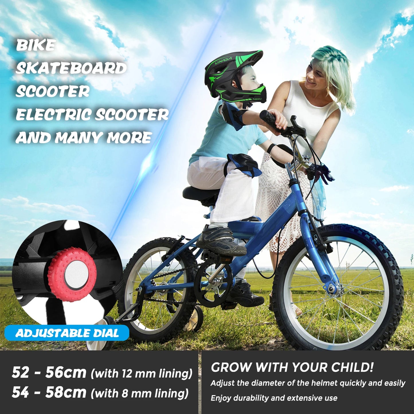 Detachable Full Face Bike Helmet For Cycling And Skating