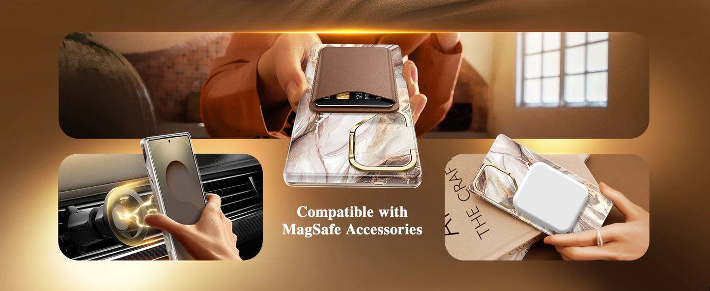 360° Spin  Stand for Samsung Galaxy S25 Ultra Case with Magsafe Marble Military Grade Protective Phone Cover
