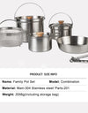 A Style Outdoor Stainless Steel 5pcs Camping Tourism Family 5L Portable Picnic Soup Frying Steaming Household