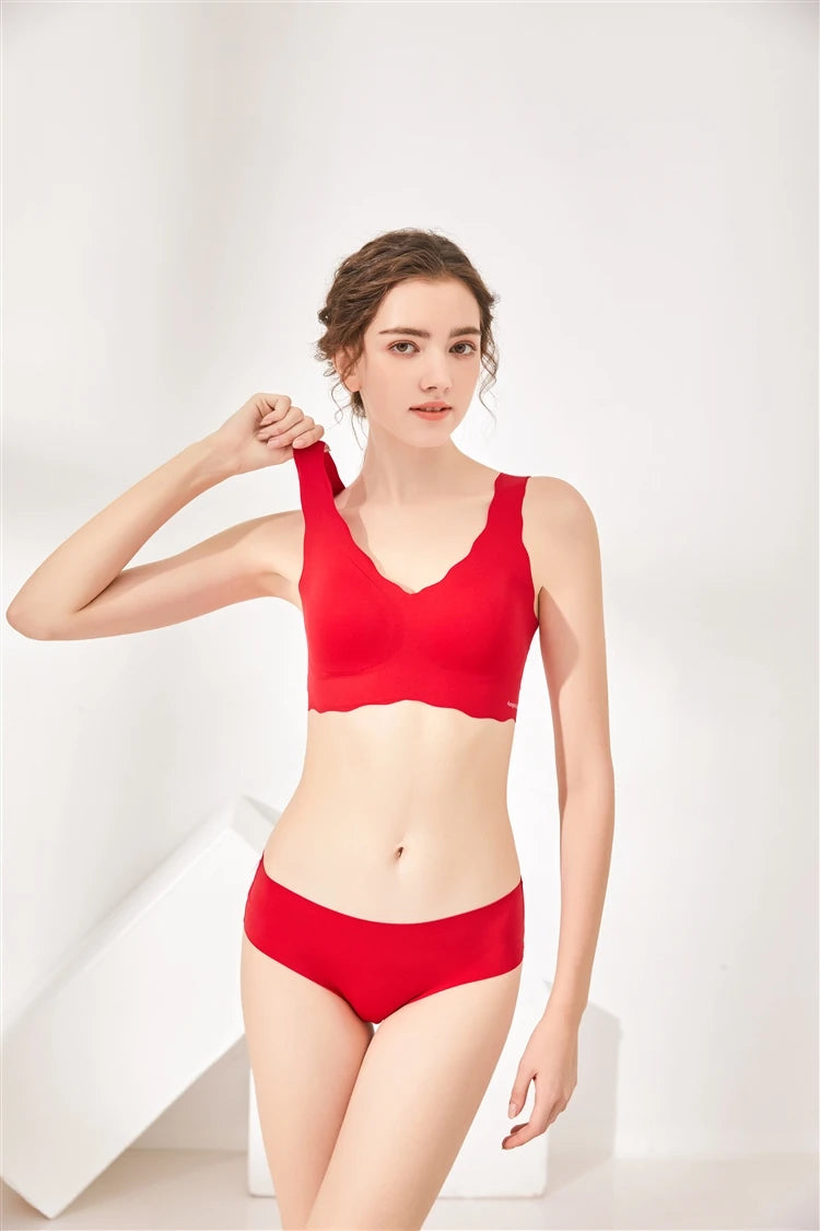 Women’s 2-Piece Seamless Bra & Panties Set – Soft, Wire-Free,