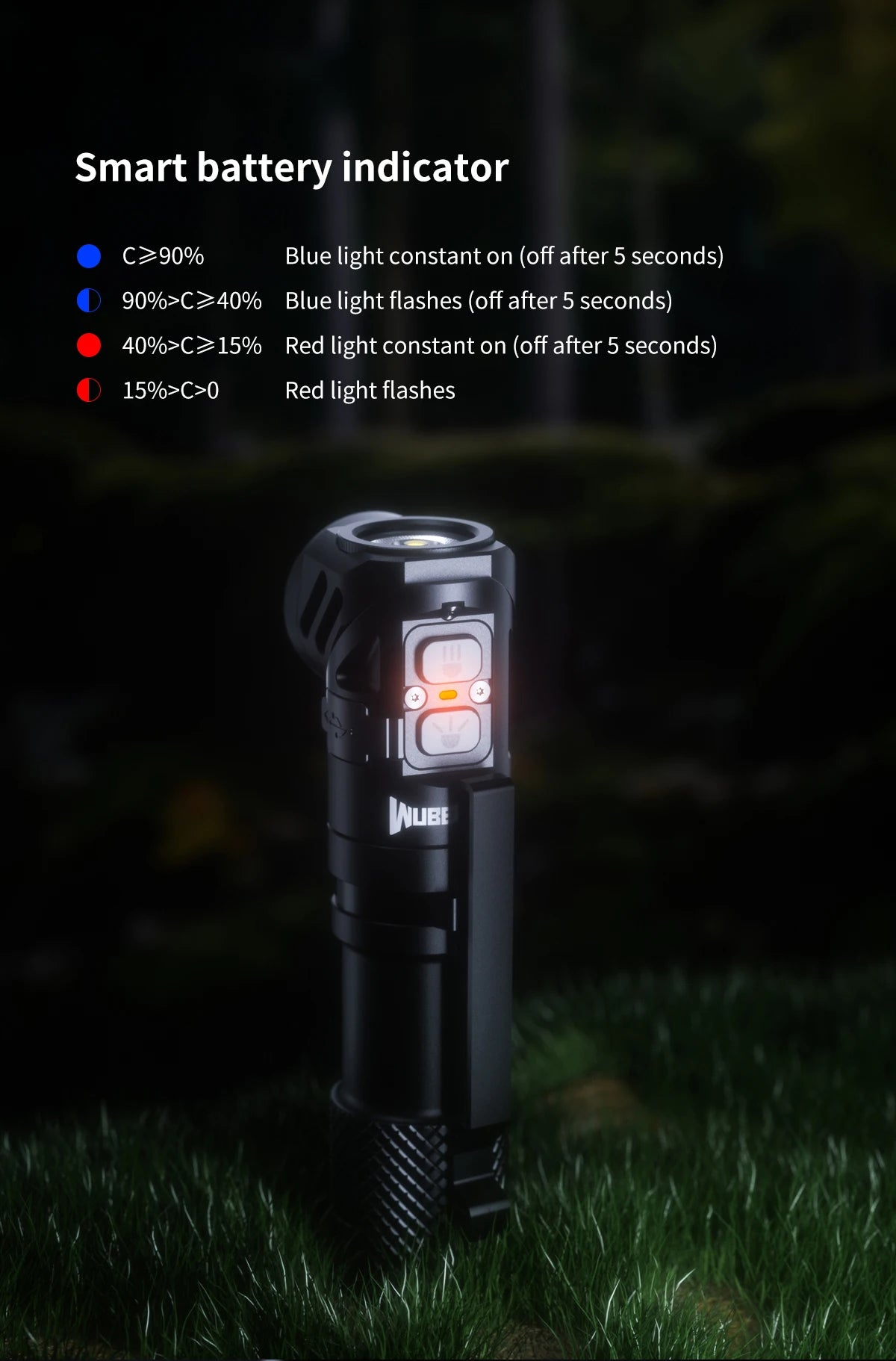2000 Lumen Rechargeable Swivel Head Dual Beam LED Flashlight With Magnetic Tail