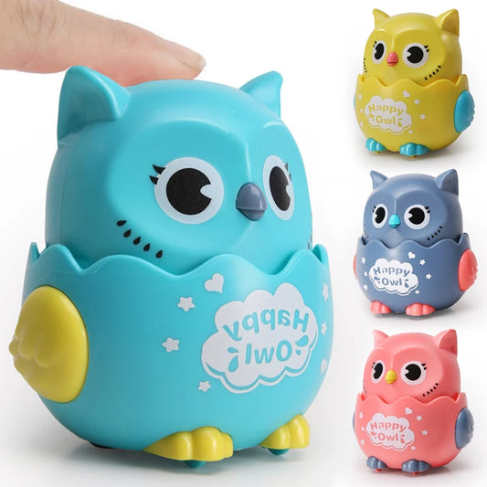 Kids Owl Shaped Press Mechanical Sliding Toys Classic Wind Up Interactive Toys for Boys Girls Birthday Xmas Gift