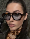 Big Frame Women's Sunglasses Retro Double Bridges Leopard Brown Gradient Eyewear Fashion Luxury Designer Sun Glasses