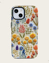 Wildflower Boho Embroidery Effect Flower Case for iPhone 16 15 Pro Max 14 Plus Protective 2 in 1 Double Deck Cover
