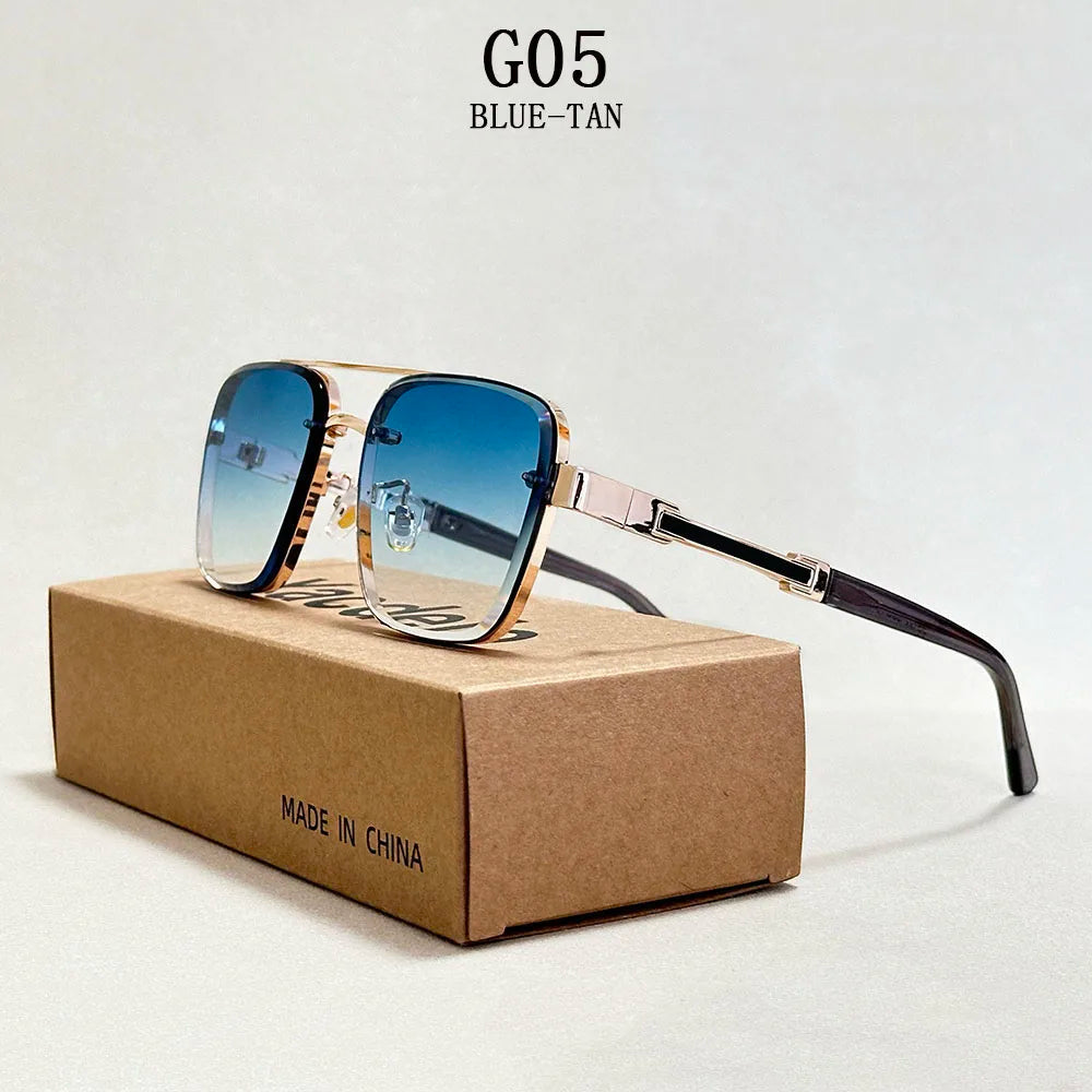 Square Alloy Frame Sunglasses With UV400 Protection