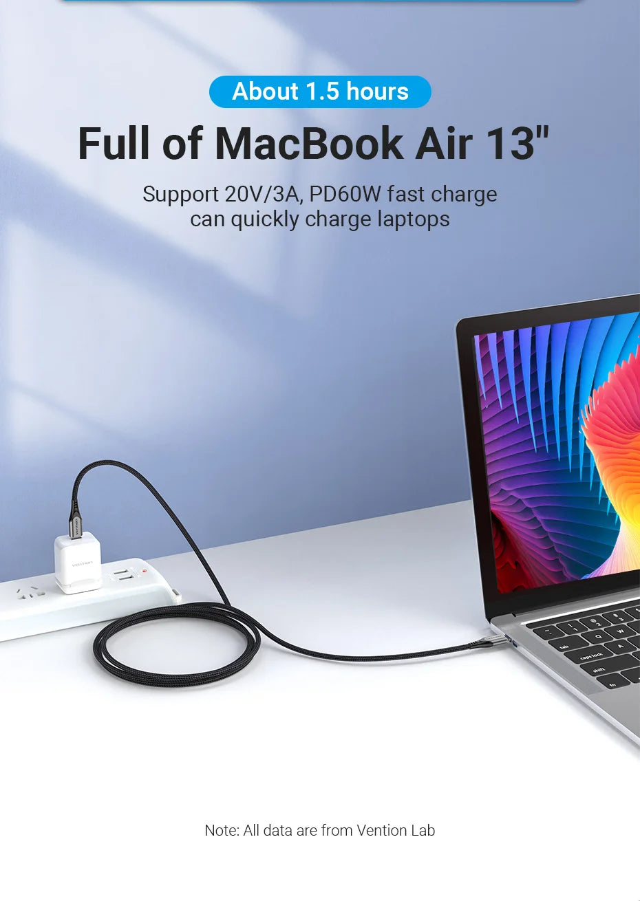 USB Type C To USB C Cable PD60W Fast Charging Cable USB C Cable for iPhone 16 15 Quick charge Cables 3A C Wire Data Sync