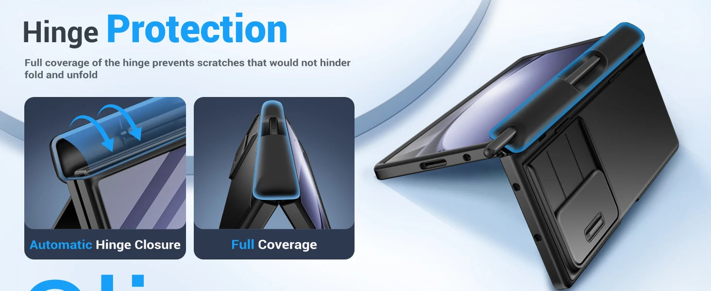 Big Stand For Z Fold 5 Case with Slide Camera Cover Built-in HD Screen Protector Full Body Heavy Duty Shockproof Slim Phone Case