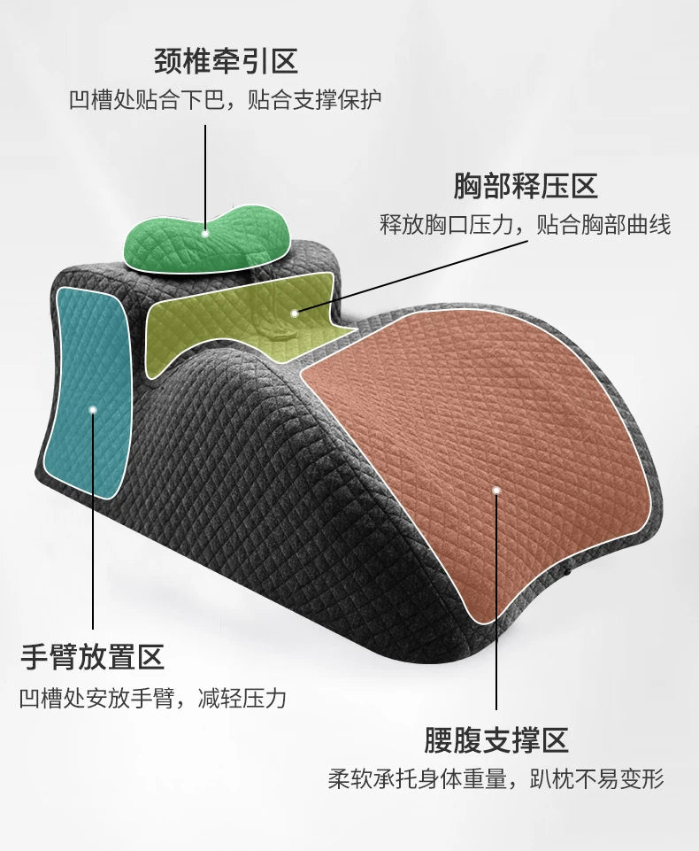 Ergonomic Wedge Prone Pillow,Multi-Functional Bed Pillow,Reading Pillow,Ideal for Bed Breaks,Massage,Reading,Back Support