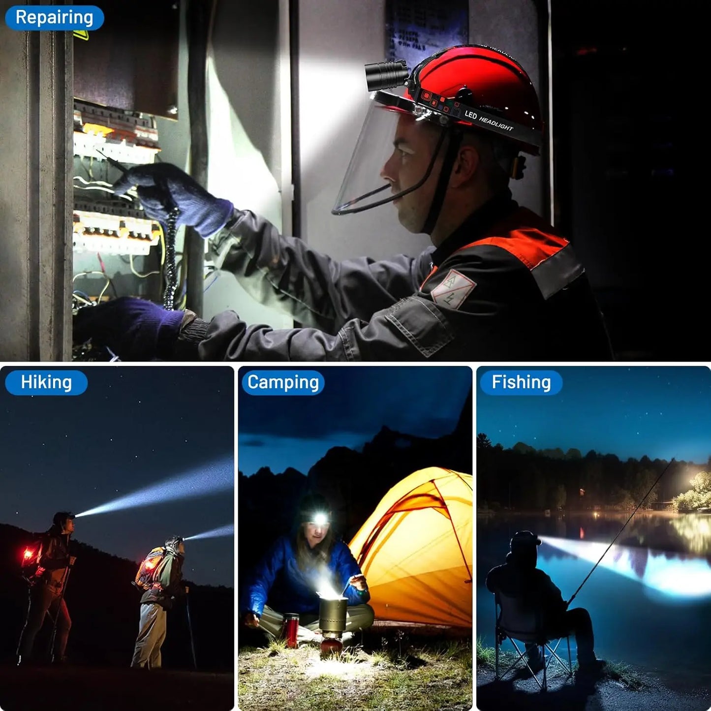 Powerful Rechargeable LED Headlamp With Zoom And Adjustable Light