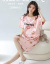 Women’s Cotton Nightgown – Korean Style Cute Print, Summer Short Sleeve Sleepwear Dress