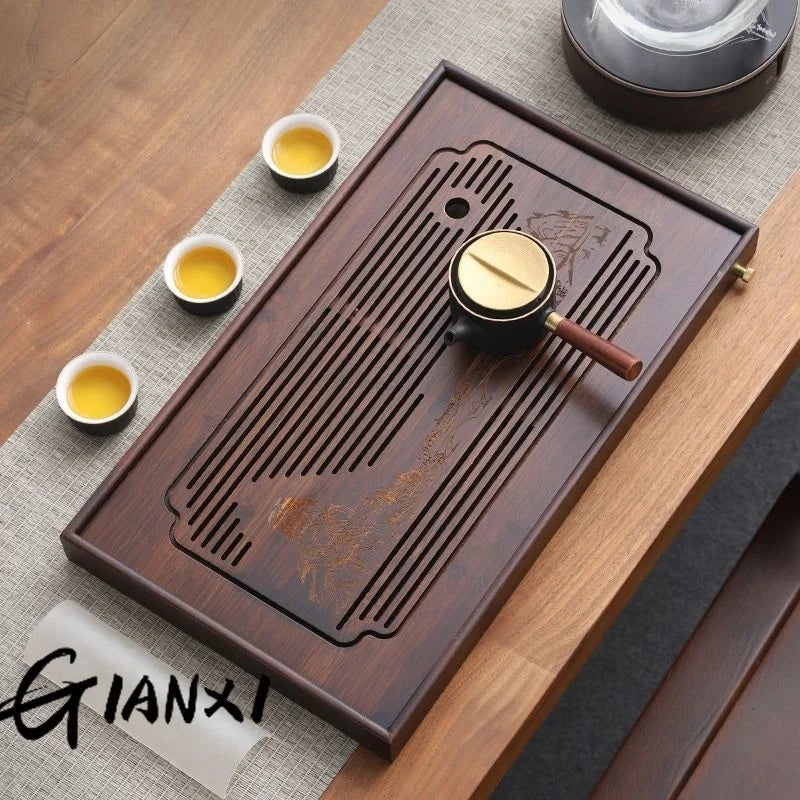 Jiangshan Tea Tray Household Small Drain Tea Table Bamboo Tea Tray Kung Fu Tea Set Accessories Tea Sea Dry Brewing Table