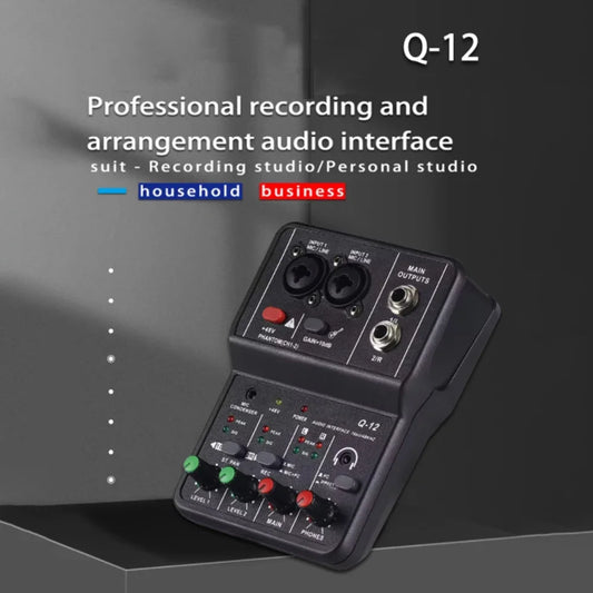 2 Channel USB Audio Interface Mixer With 48V Phantom Power For Recording Studio