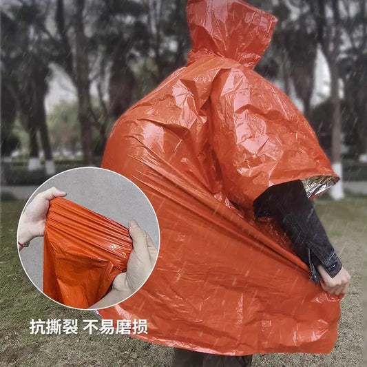 2 Pack Emergency Thermal Rain Ponchos with Hood for Hiking and Camping