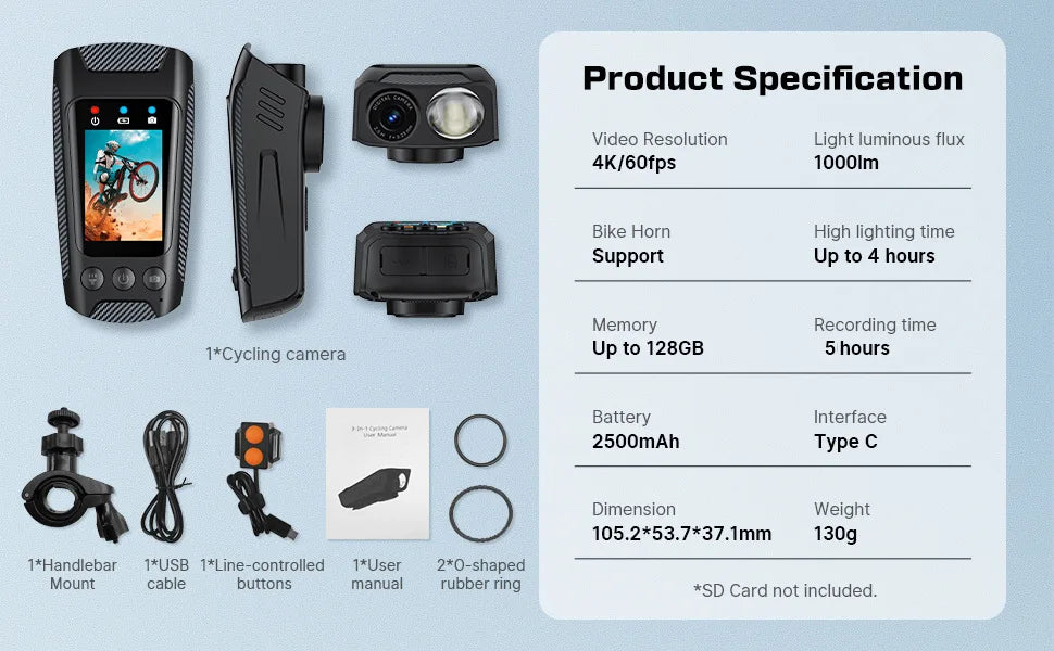 4K 60FPS Action Camera with 6 Axis EIS 2 Inch IPS Screen and 5 Hour Recording