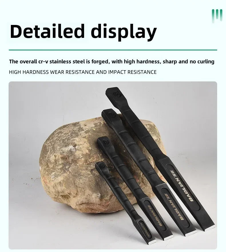 6/8/10/12 Inch Chrome Vanadium Steel Stone Flat Chisel With Hand Guard Construction Cement Masonry Concrete Engraving Cut Tool