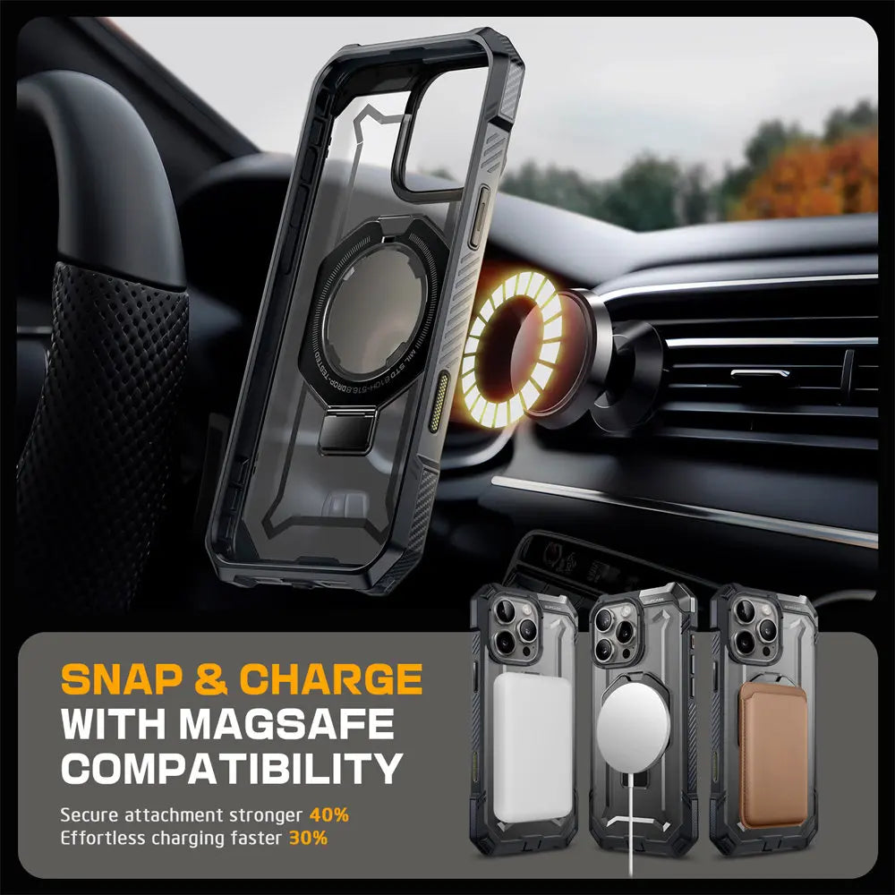 For iPhone 16 Pro Case with Camera Control Capture Button UB Grip Heavy Duty Rugged  Phone Case with Stand