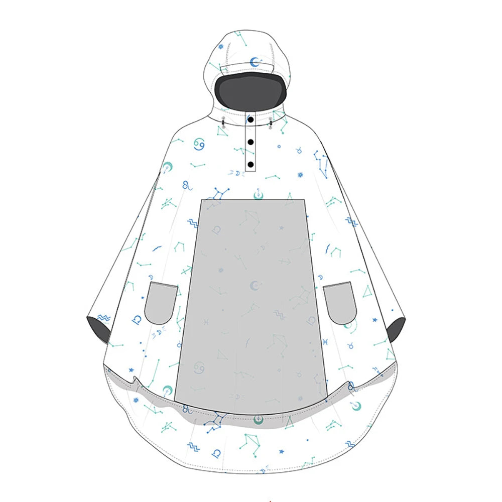 Long Waterproof Motorcycle Rain Poncho with Hood Visor and Sleeves
