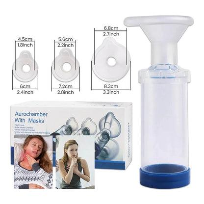 Child Adult Buffer Inhale Chamber Automizer Spacer Mist Storage Compressor Nebulizer Tank Aerochamber with Mask Cup Mouthpiece