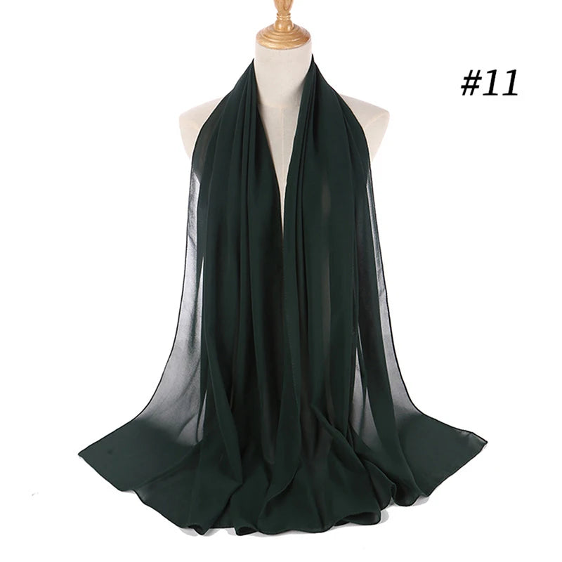 Muslim Chiffon Hijab Women Bubble Chiffon Scarf For Women Ladies Veil Muslim Islam Solid Color Malaysia Wrap Scarves