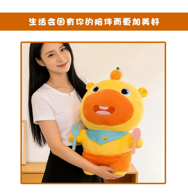 Capybara Lulu Plush Toy With Fork Spoon Soft Stuffed Animal