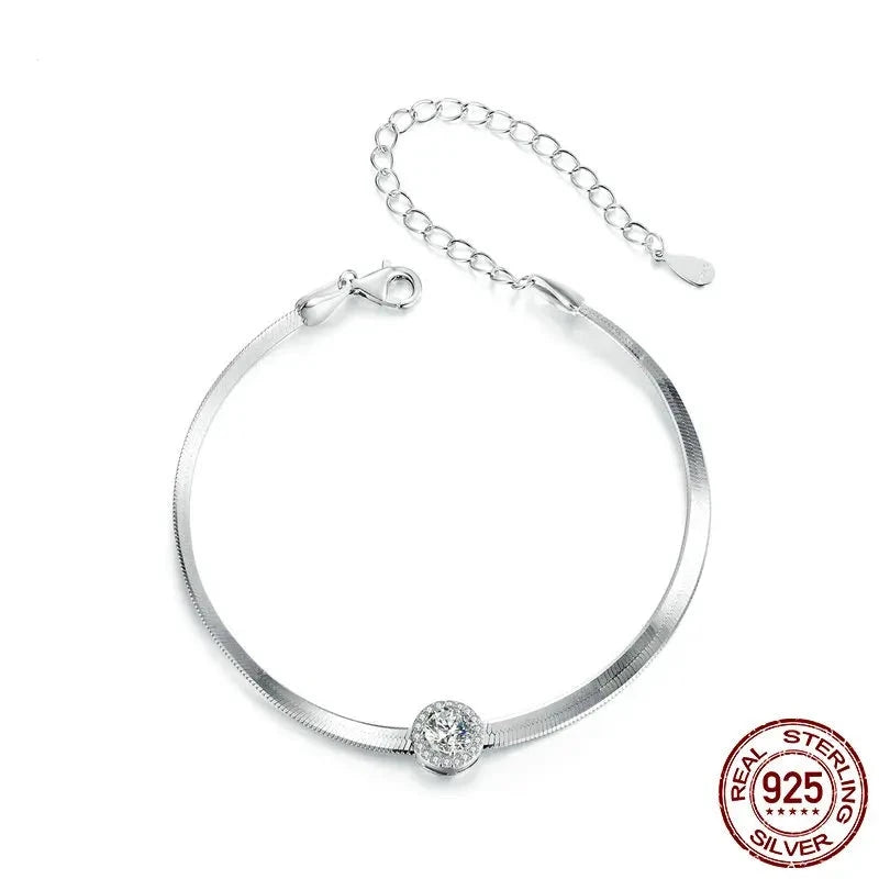 0.5CT Sparkling Moissanite 4MM Snake Chain Bracelet Women 925 Sterling Silver Lab Diamond moissanite