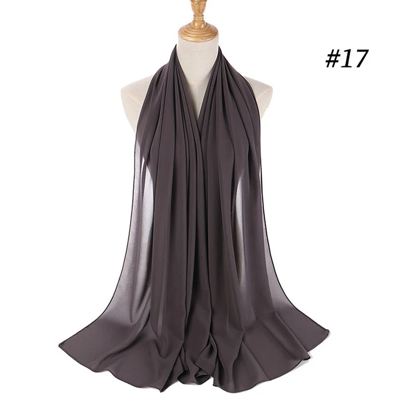 Muslim Chiffon Hijab Women Bubble Chiffon Scarf For Women Ladies Veil Muslim Islam Solid Color Malaysia Wrap Scarves