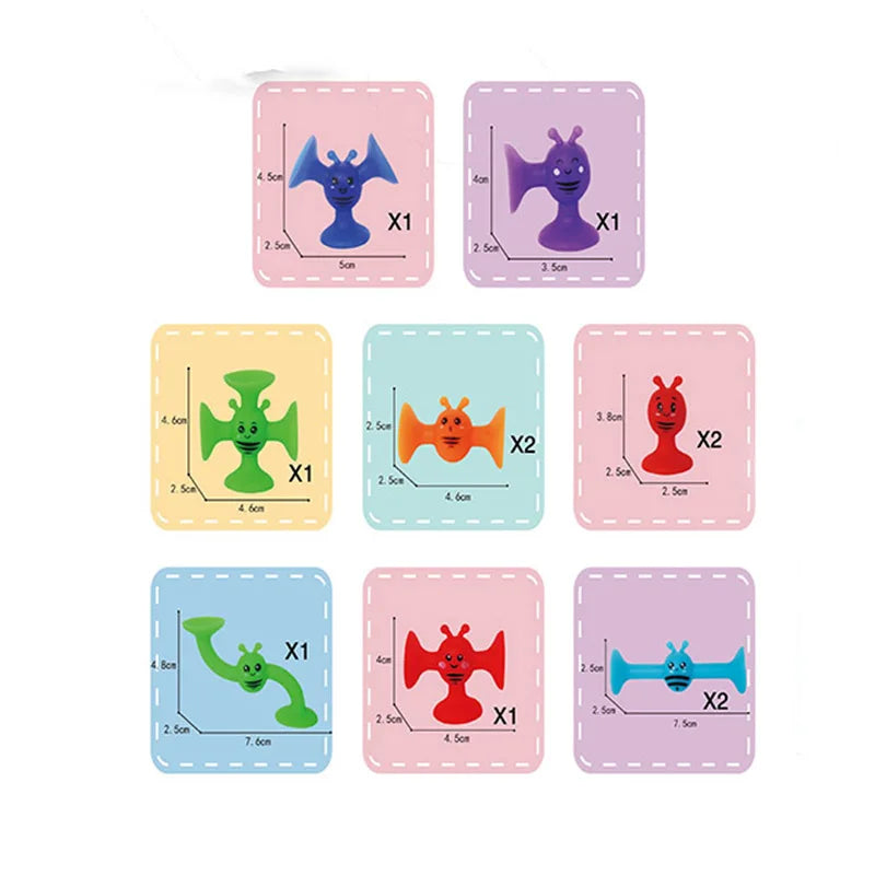 Soft Silicone Building Blocks Toy Animals Shape Suction Cup Bath Toys Parent- Interactive Games Stress Relief Toys