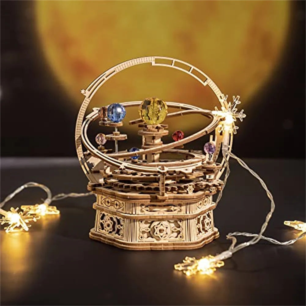 Starry Night Mechanical Music Box 3D Wooden Puzzle Assembly Model Building Craft Kits