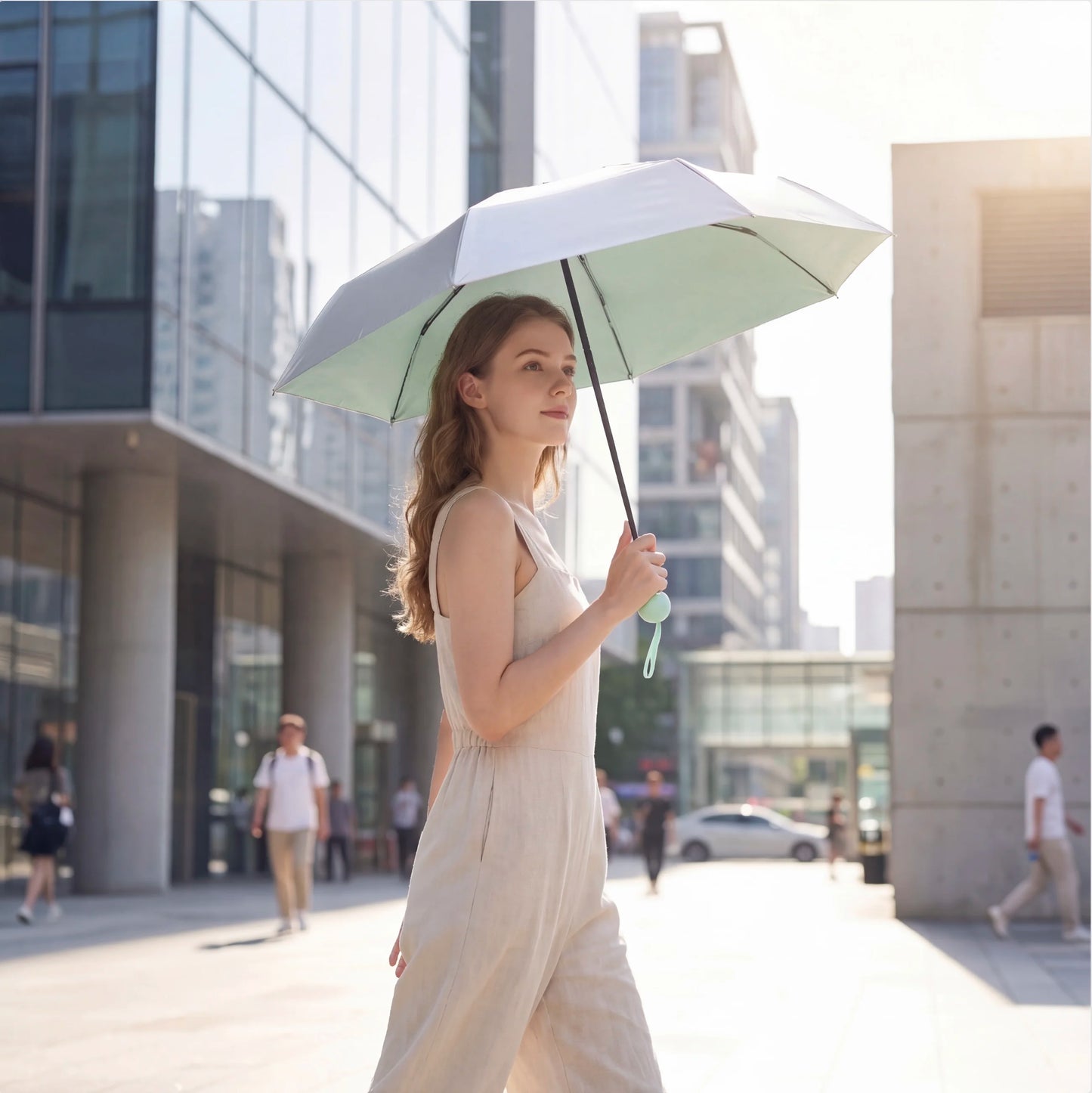Mini Travel Folding Umbrella Compact Pocket Size UV Protection Sun and Rain Umbrella with Pouch