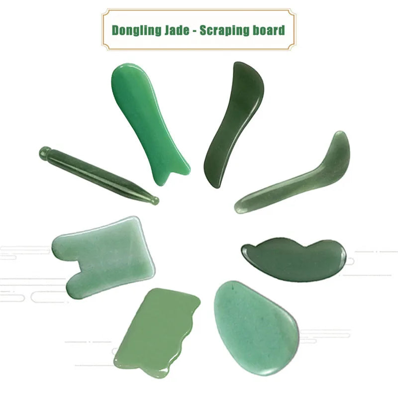 Natural Jade Gua sha Stone Board Massage Rose Quartz Guasha Plate Jade Face Massager Scrapers Tools for Face Neck Back Body