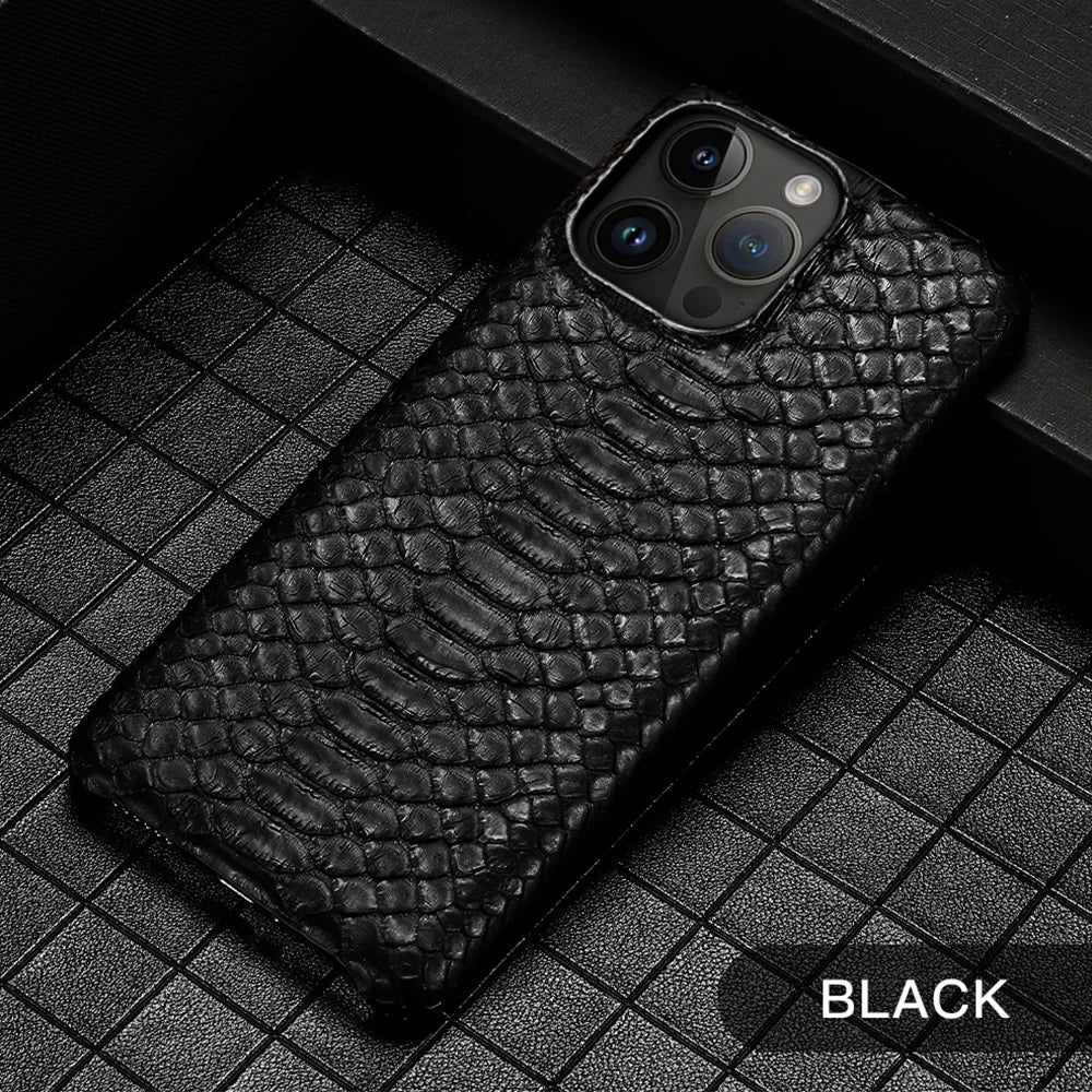 100% Genuine Python Leather Phone Cover Case For iPhone 16 15 14 Pro Max Plus 15Pro 14Pro 16Pro 16Plus Max Luxury