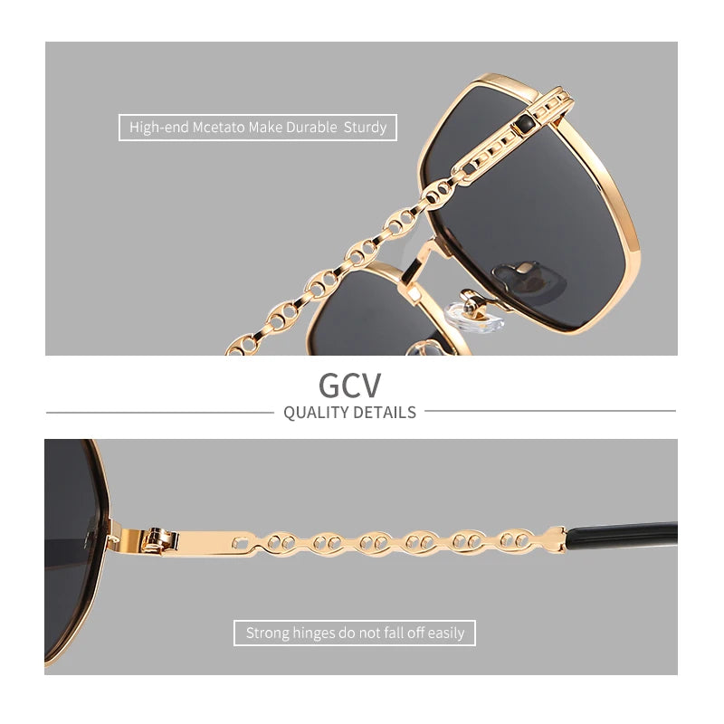 Retro Rectangle Women Polarized Sunglasses Metal Frame UV Protection Fashion Eyewear