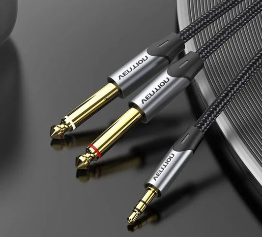 3.5mm to Double 6.5mm TRS Cable AUX Male Mono 6.5 Jack to Stereo 3.5 Jack Audio Cable for Mixer Amplifier 6.35mm Adapter