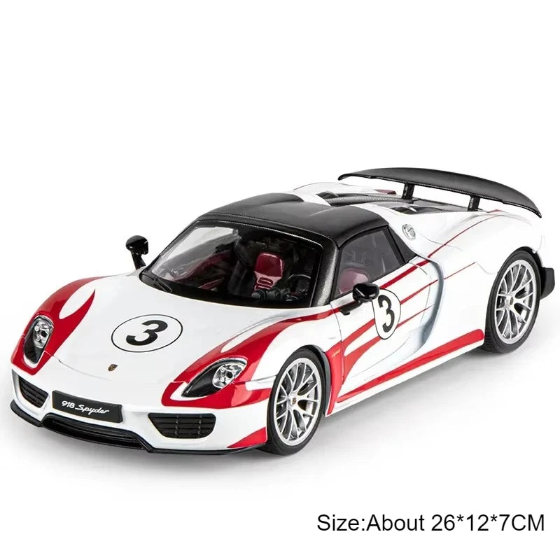1:18 918 Spyder Martini Pagani Huayra Diecast Alloy Model Toys Car Doors Opened with Sound Light Miniature Vehice Adult Boy Gift