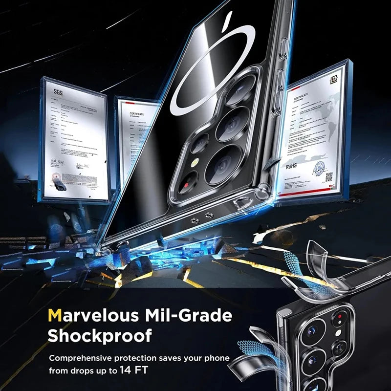 Magsafe  HD Transparent Acrylic Phone Case For Samsung S25 Ultra Egde S23 S24 Ultra Plus